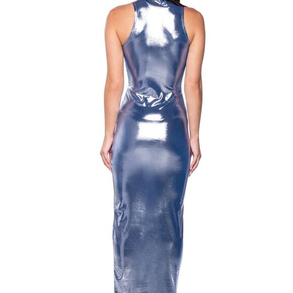 Stasia Metallica: Future Blue Stretch Mid Maxi Dress Large - Picture 4 of 7